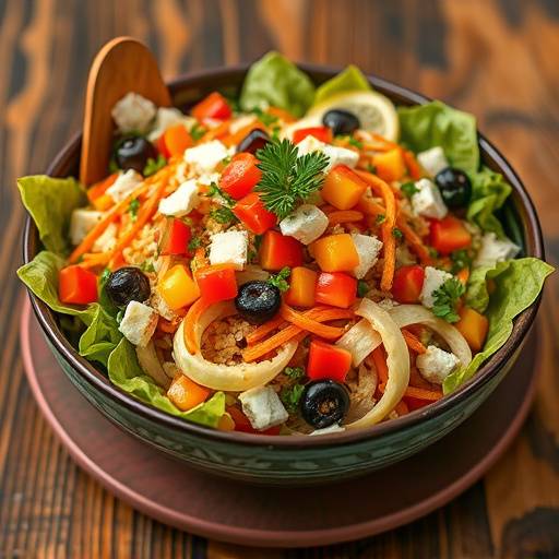 Ensalada campera con patatas, at칲n, huevo y aceitunas, servida en un bol grande