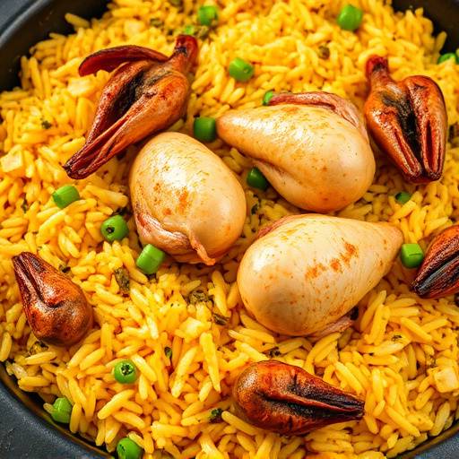 Paella Valenciana servida en una paellera tradicional, con arroz, pollo, conejo, jud&radic;&ne;as verdes y azafr&radic;&deg;n.