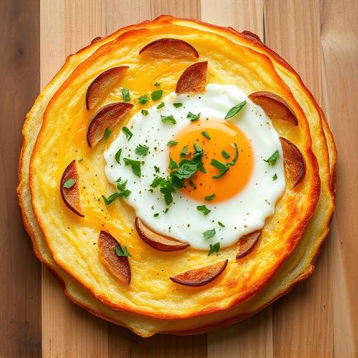Tortilla Espa&radic;&plusmn;ola en un plato, mostrando las capas de patata y huevo.