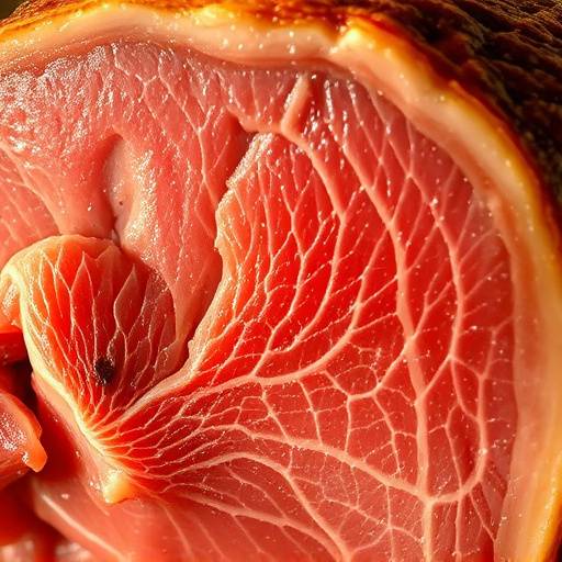 Un plato de jam&radic;&ge;n ib&radic;&copy;rico cortado a mano, mostrando su textura y color